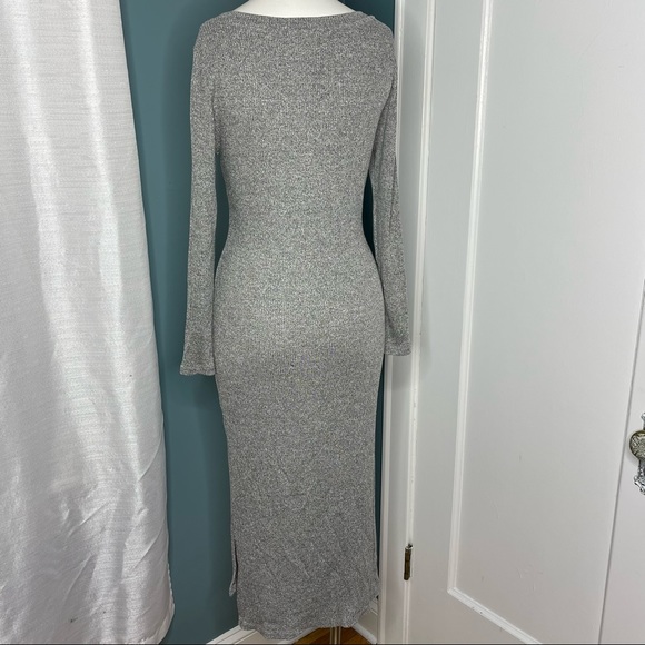 Anthropologie Pure + Good Womens Dress Large Gray Ribbed Knit Made in USA - Picture 2 of 5
